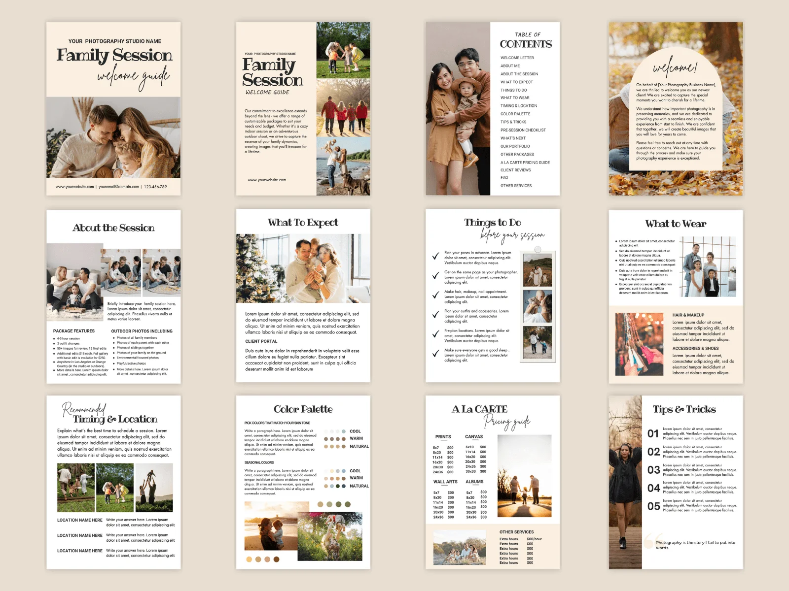 Photography Welcome Guide | Family Photography Style Guide | Photographer Pricing Template | Client guide for photographers | Family Session 5 Family-Session-Guide-5